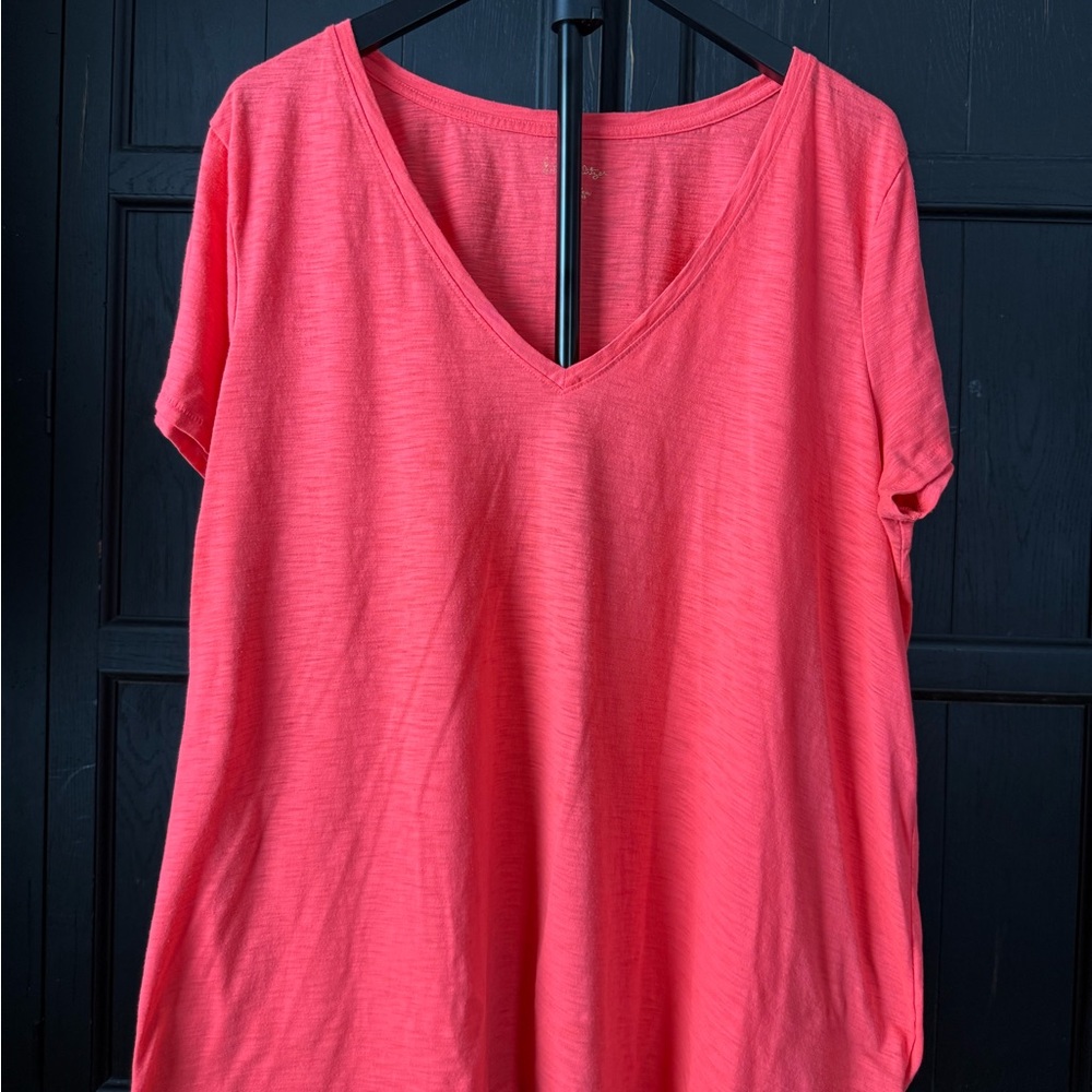 Lilly Pulitzer Coral Short Sleeve V-Neck Tee